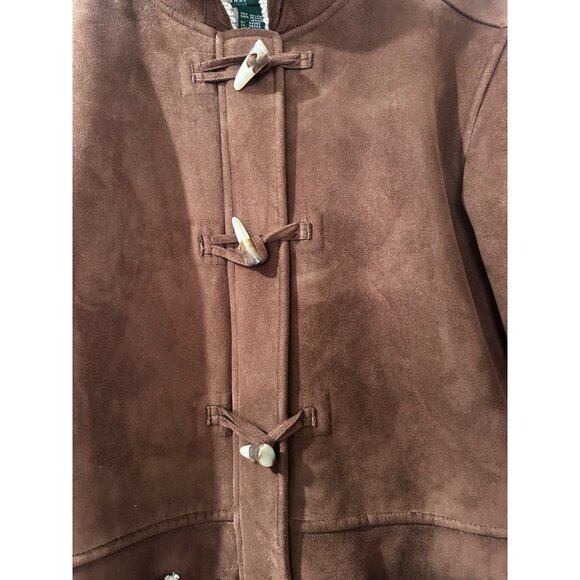 Vintage Ralph Lauren Faux Shearling Duffle Coat Women Small Brown Hooded Western - Picture 13 of 16